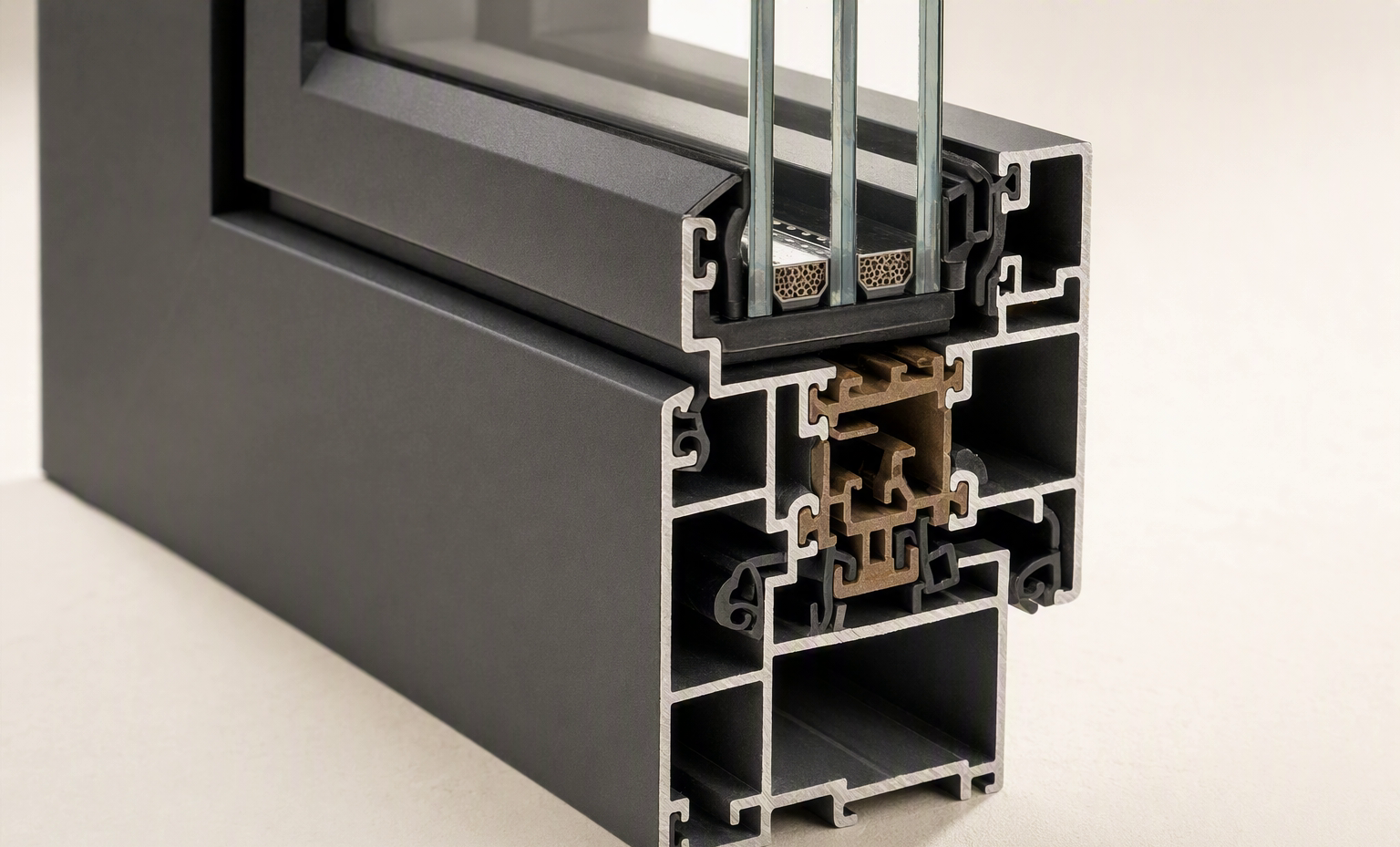 Thermally-broken aluminium 110 series profile cross-section