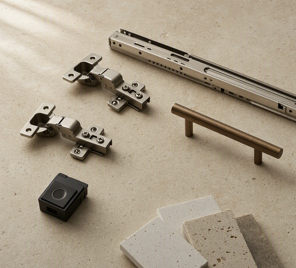 Premium hardware flat-lay