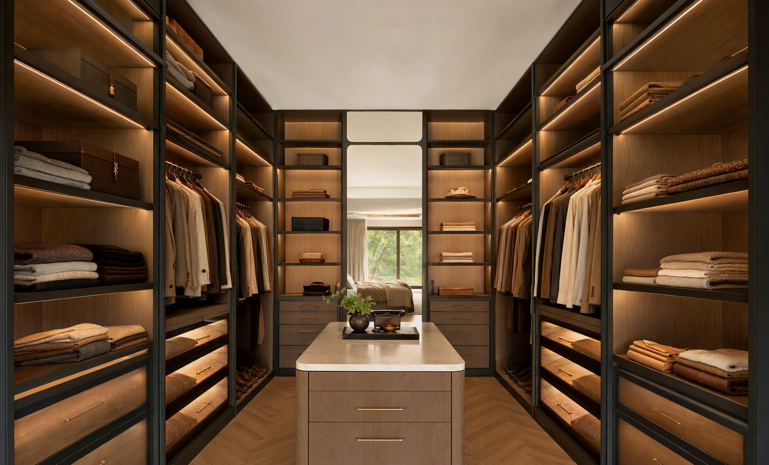 Bespoke walk-in wardrobe in a private villa